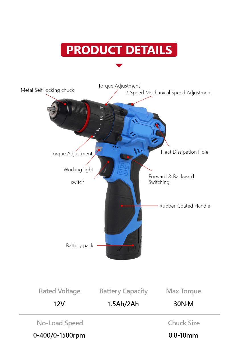 12V Cordless Impact Drill