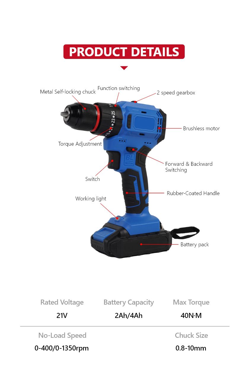 21V 40N·m Cordless Impact Drill