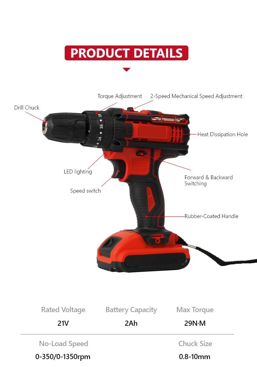 21V 29N•m Cordless Impact Drill